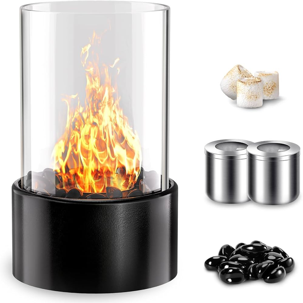 Tabletop Fire Pit Indoor Outdoor: PalProt® 10" Table Top Firepit with Glass Rocks - Stainless St... | Amazon (US)