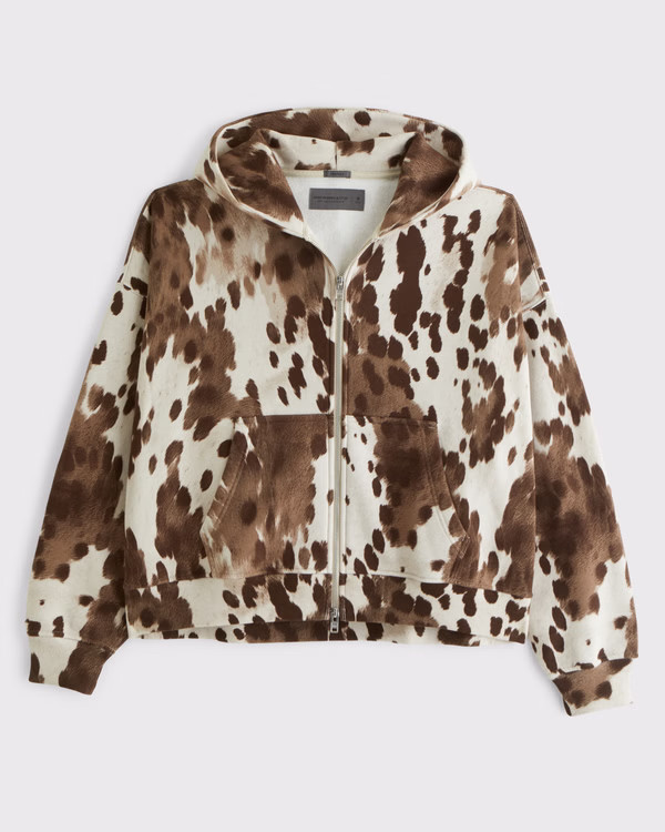 Cropped Essential Full-Zip Hoodie | Abercrombie & Fitch (US)