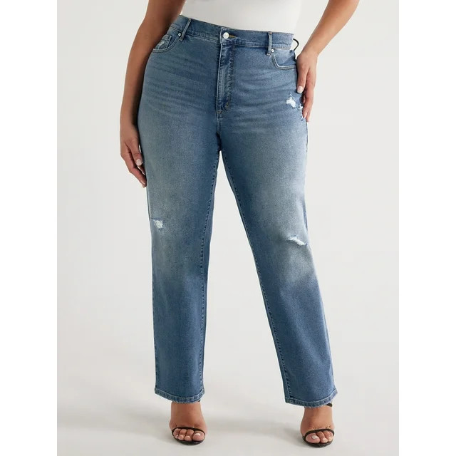Sofia Jeans Women's Plus Size Eden Slim Straight Super High-Rise Jeans, 29.5" Inseam, Sizes 14W-2... | Walmart (US)