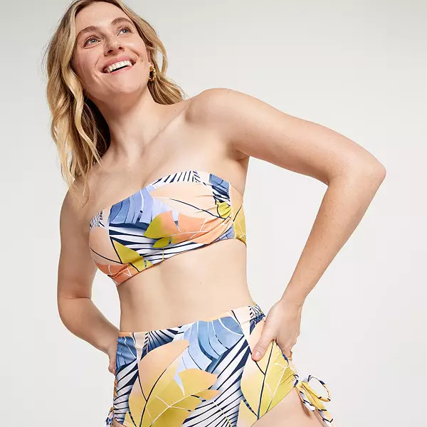 CALIA Women's Shirred Strapless Bandeau Low Support Swim Top | Dick's Sporting Goods