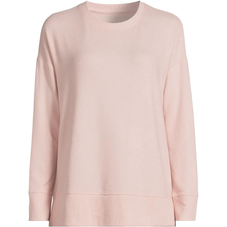 Time and Tru Women's Hacci Knit Pullover Sweatshirt with Long Sleeves, Sizes XS-XXXL - Walmart.co... | Walmart (US)
