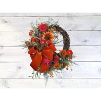 Fall Sunflower Wreath, Autumn Wreath For Front Door, Farmhouse Floral | Etsy (US)