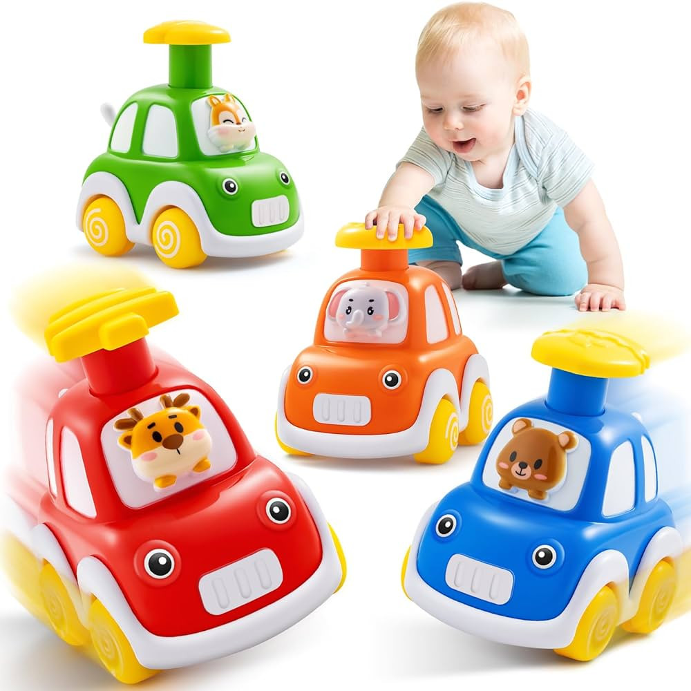 Press and Go Car Toys for Toddlers 1-3, 4 Pack Animal Baby Car Toys for 1 2 Year Old Boy, Push Go... | Amazon (US)