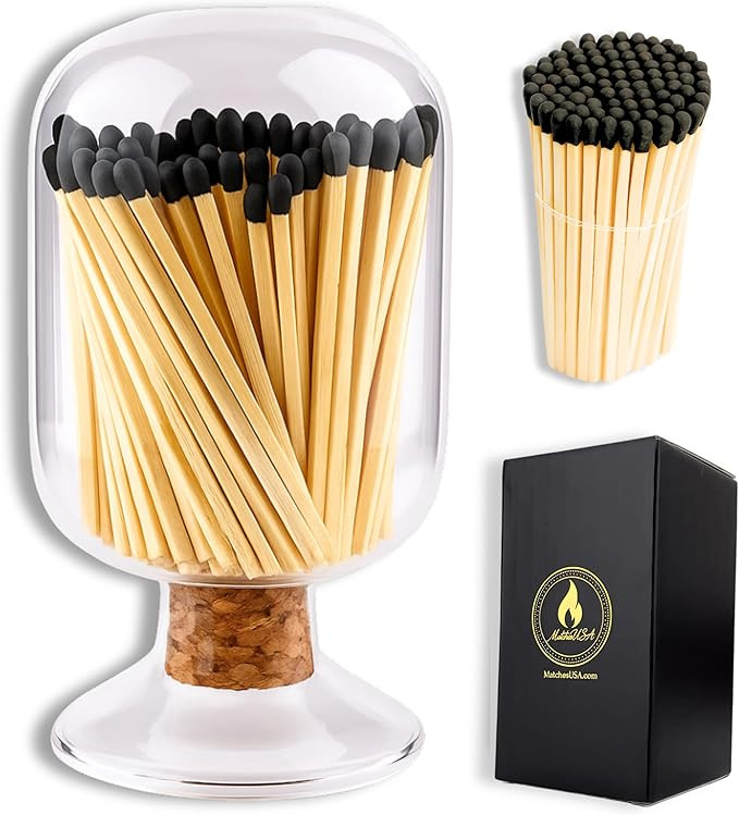 Includes Matches | Decorative Glass Matches Cloche | Bottle Jar Fireplace Candle Match Holder Gif... | Amazon (US)