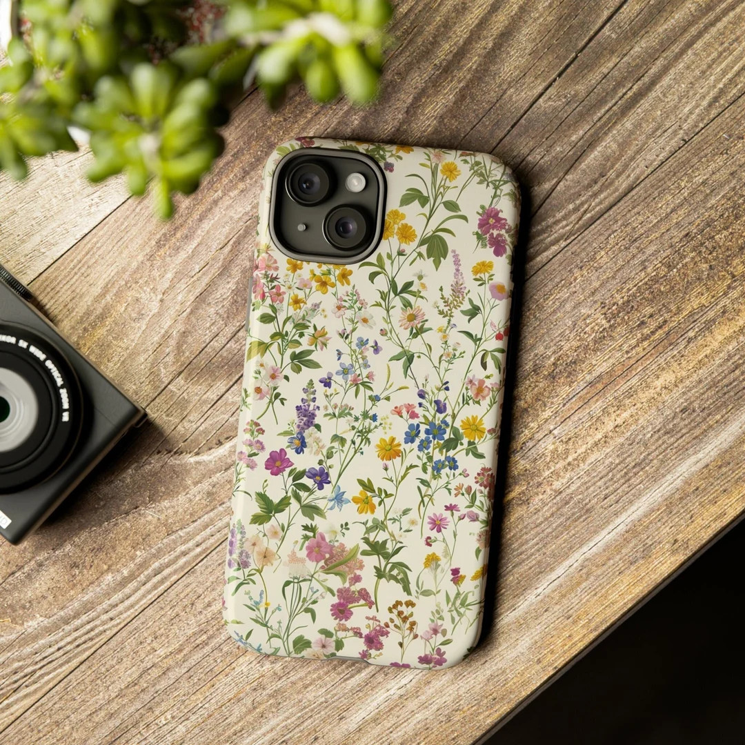 Watercolor Wildflowers Phone Case Floral Smartphone Case Floral Gift For Her Botanical Pattern Wi... | Etsy (US)