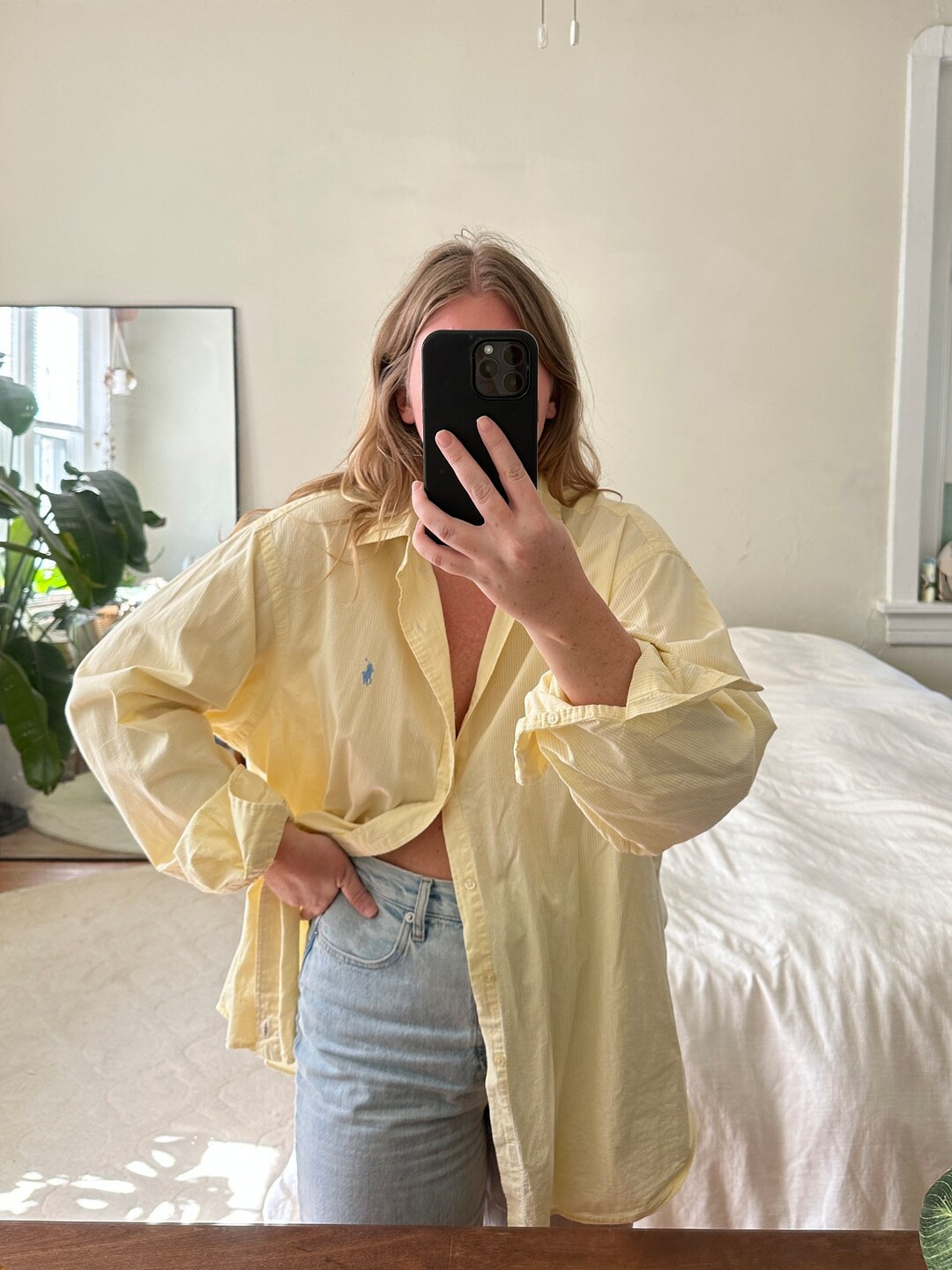 Ralph Lauren Button Down Yellow Checkered Shirt Oversized - Etsy | Etsy (US)