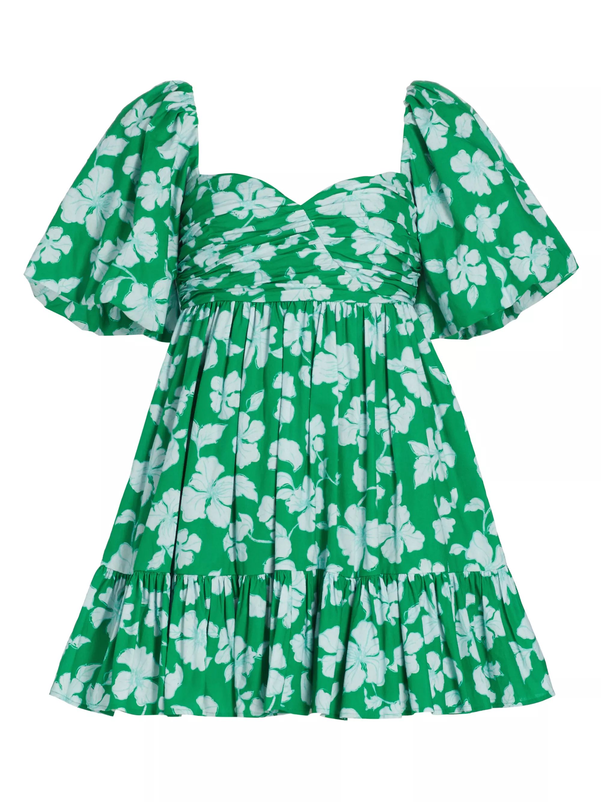 Martine Floral Puff-Sleeve Minidress | Saks Fifth Avenue