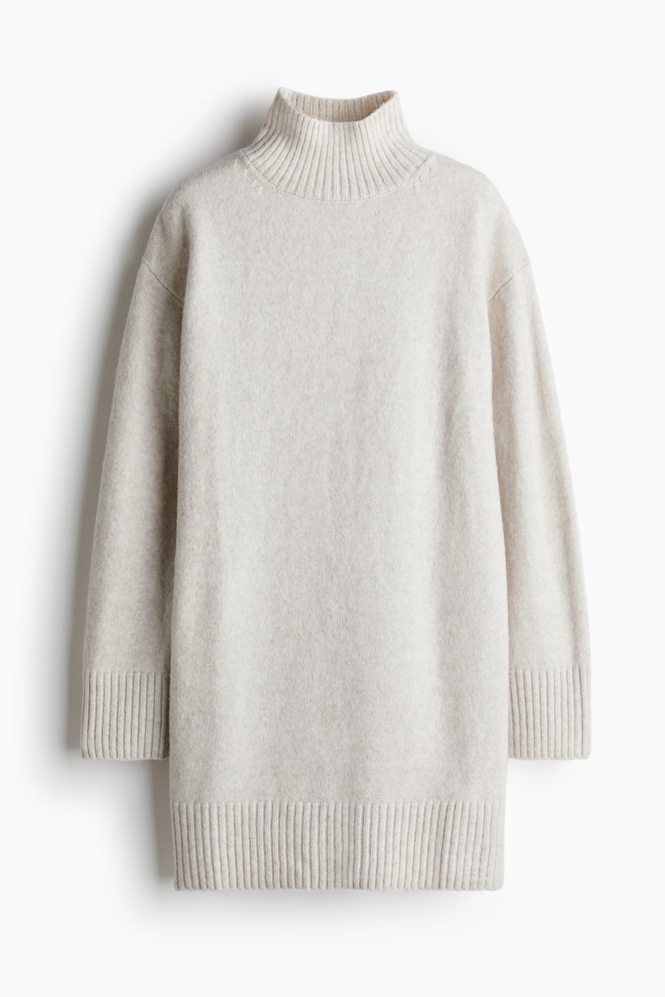 Knitted turtleneck dress - Light greige marl - Ladies | H&M GB | H&M (UK, MY, IN, SG, PH, TW, HK)