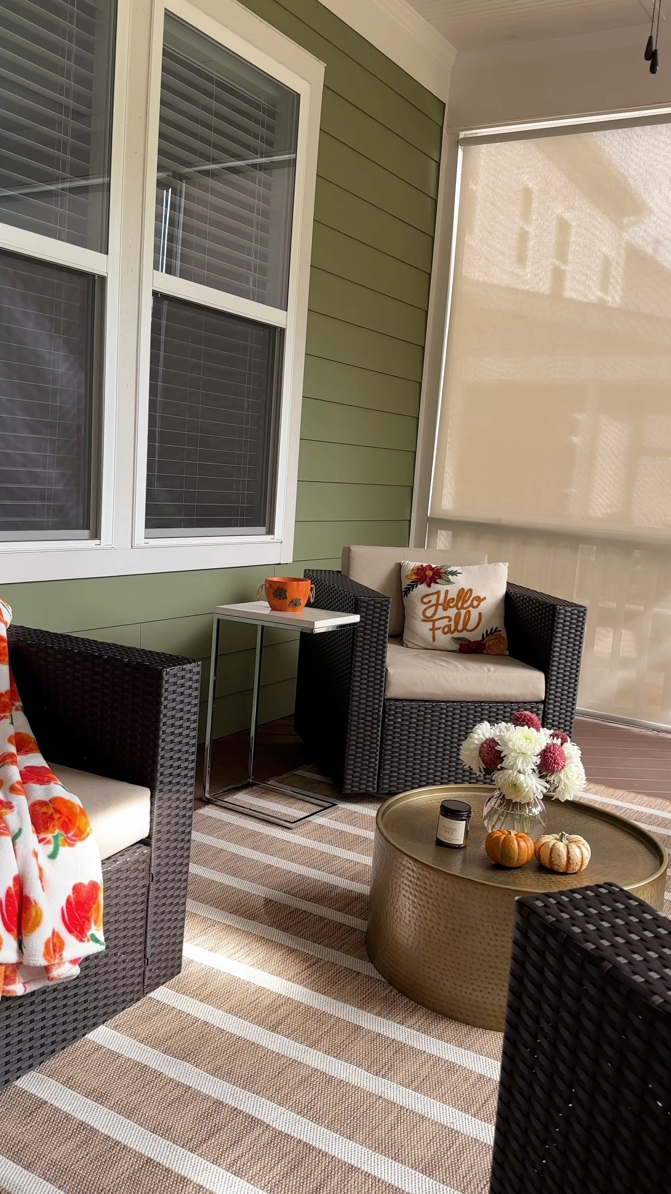 Our affordable screened porch furniture. 

Swivel patio chairs, outdoor rug, coffee table

Linking a few similar Fall decor pieces as well 

#LTKHome #LTKFamily