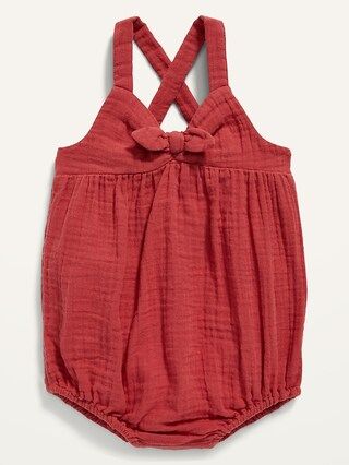 Sleeveless Tie-Front One-Piece Romper for Baby | Old Navy (US)