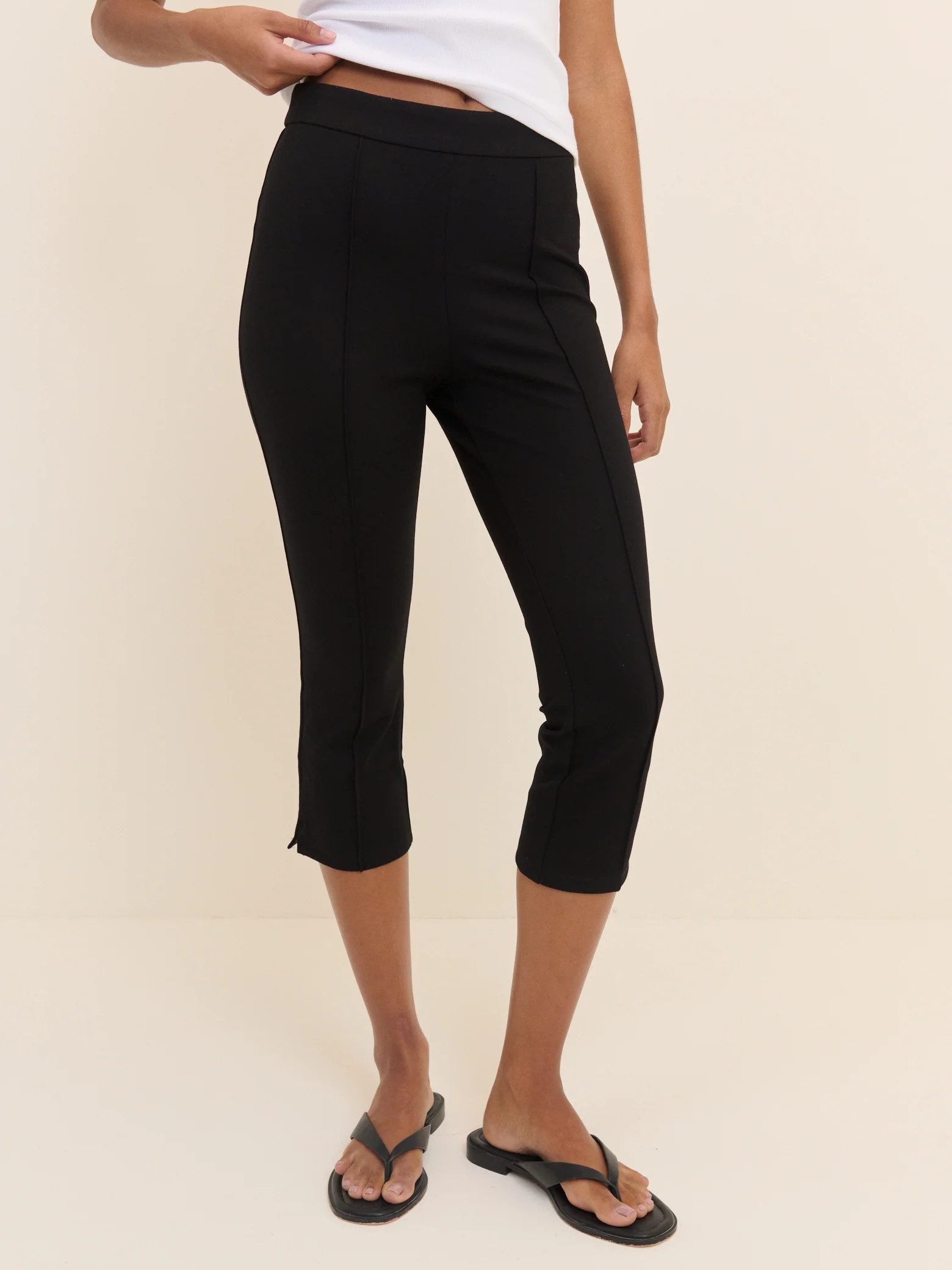 Black Jersey Ponte Capris Trousers | Nobody's Child