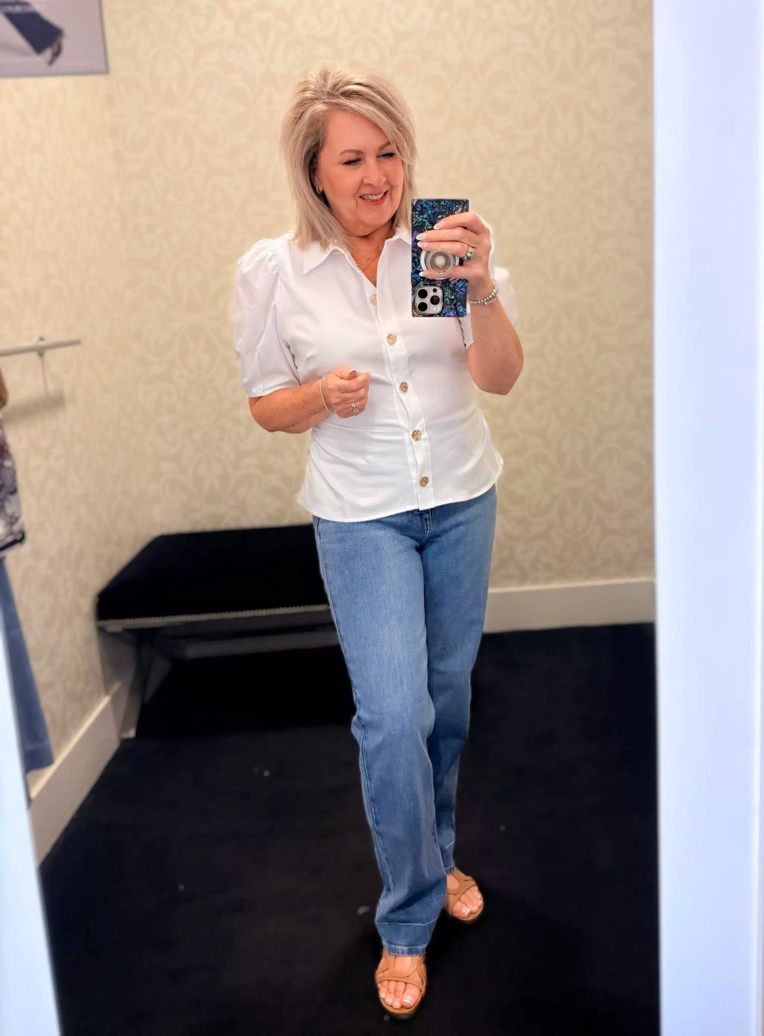 This is another outfit from White House Black Market! It’s more casual, but I love the puff sleeve detail on the top. I’m wearing a 12 top, but needed a size up. My jeans are a 10R.

#LTKWorkwear #LTKOver40 #LTKootd