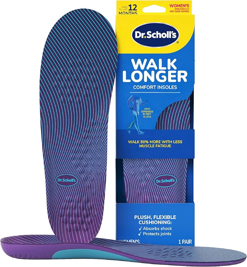 Dr. Scholl's Walk Longer Insoles - Comfortable Plush Foam Cushioning Inserts for Walking, Hiking,... | Amazon (US)