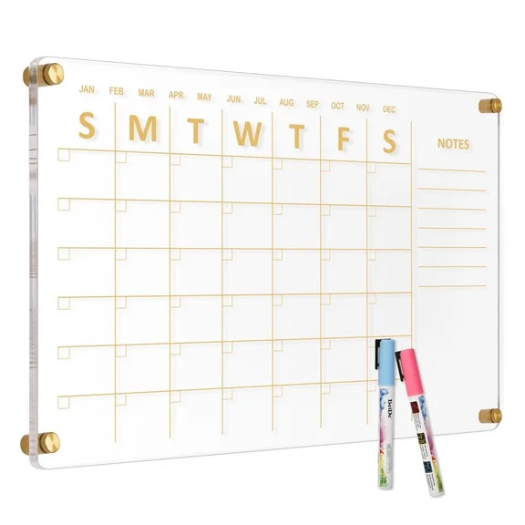 DOLLAR BOSS Acrylic Dry Erase Board, 24''x16'' Clear White Board for Wall, Non-Magnetic Floating ... | Walmart (US)
