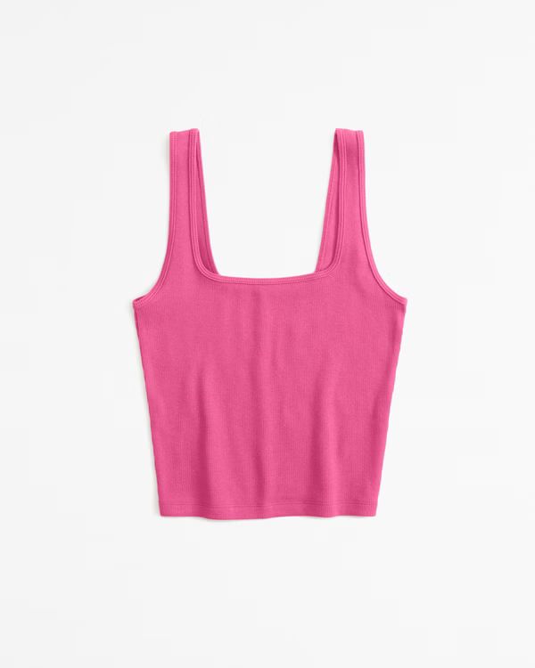 Cropped Squareneck Rib Tank | Abercrombie & Fitch (US)