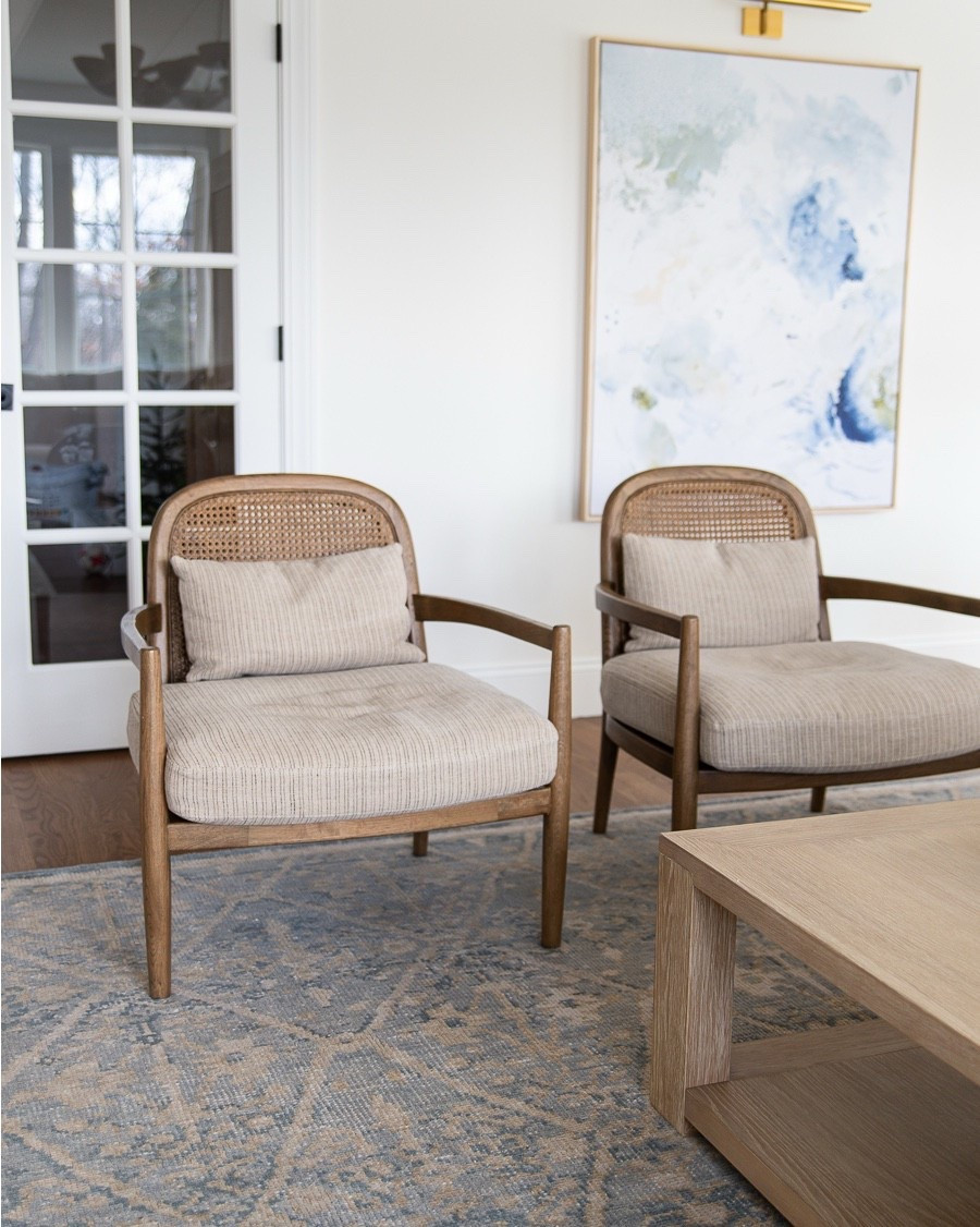 These Pottery Barn accent chairs add the perfect touch of warmth to our family room! I found a very similar look for less from Amazon for a fraction of the price! Linked here under similar products.