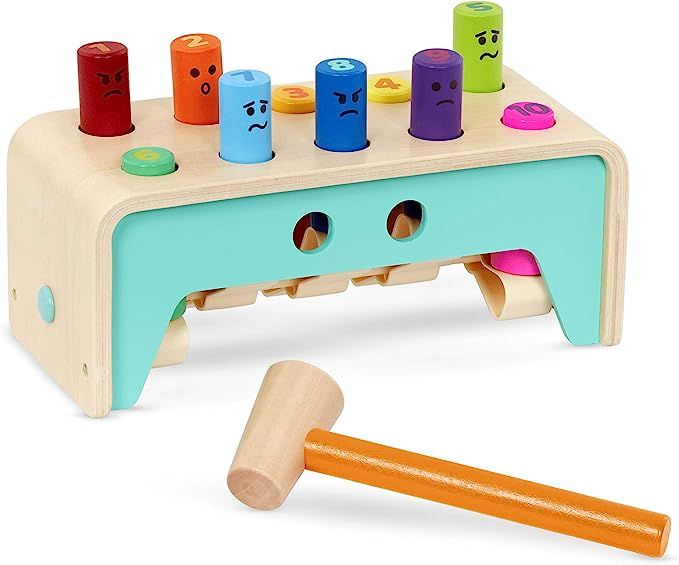 Battat – Wooden Hammer Toy for Kids, Toddlers – Pounding Bench with Pegs and Mallet –Colorf... | Amazon (US)