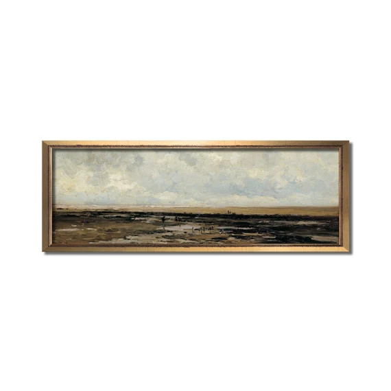 Seascape Oil Painting Neutral Beach Print Landscape - Etsy | Etsy (US)