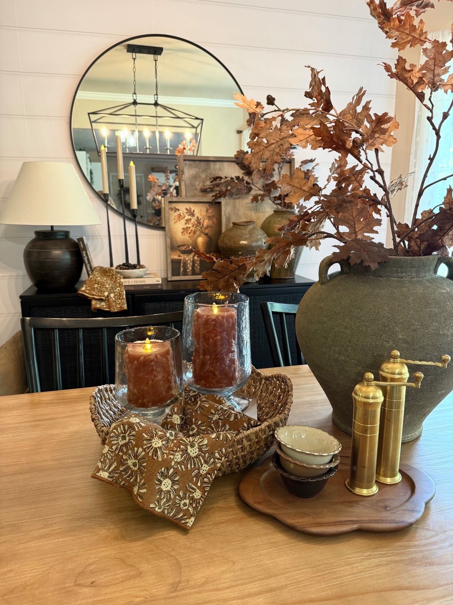 Fall Dining Room Decor Ideas – Cozy Sideboard Styling with Timeless Artwork

Follow @farmtotablecreations on Instagram for more home inspiration.

My fall dining room is layered with warm textures, earthy pottery, and cozy candlelight – but the true standout is the Of Acorns & Amber Light canvas print. 🍂 It’s the perfect finishing touch for fall and brings so much depth and warmth to this sideboard styling. You can use my code FARMTOTABLE for 15% off her artwork! 

Size 12x16 and it’s shown with the 24x24 Earthy Abstract both with Briarsmoke stain. 
Vase on sideboard has 1 oak branch, vase on table has 2.

#falldiningroom #falldecor #sideboardstyling #buffetdecor #diningroominspo #ltkhome #ltkdecor #ltkseasonal #ltkstyletips #tablescapestyling #falldiningroomdecor



#LTKHome #LTKFindsUnder50 #LTKSaleAlert