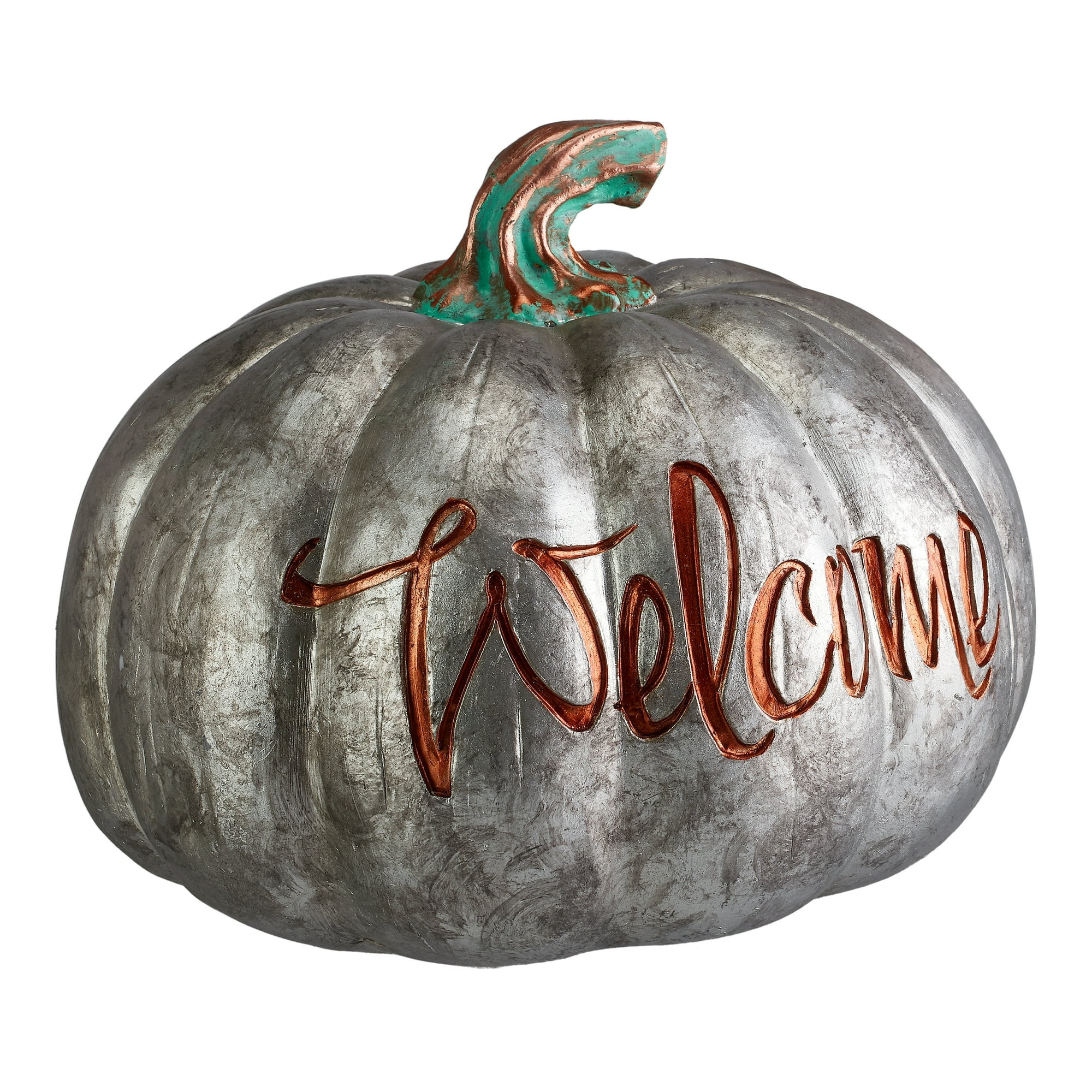 Way to Celebrate Silver Pumpkin Table Top Decoration, 8.5" D | Walmart (US)
