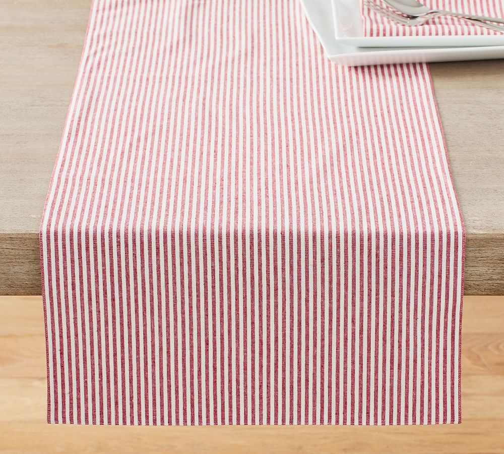 Wheaton Striped Linen/Cotton Table Runner | Pottery Barn (US)