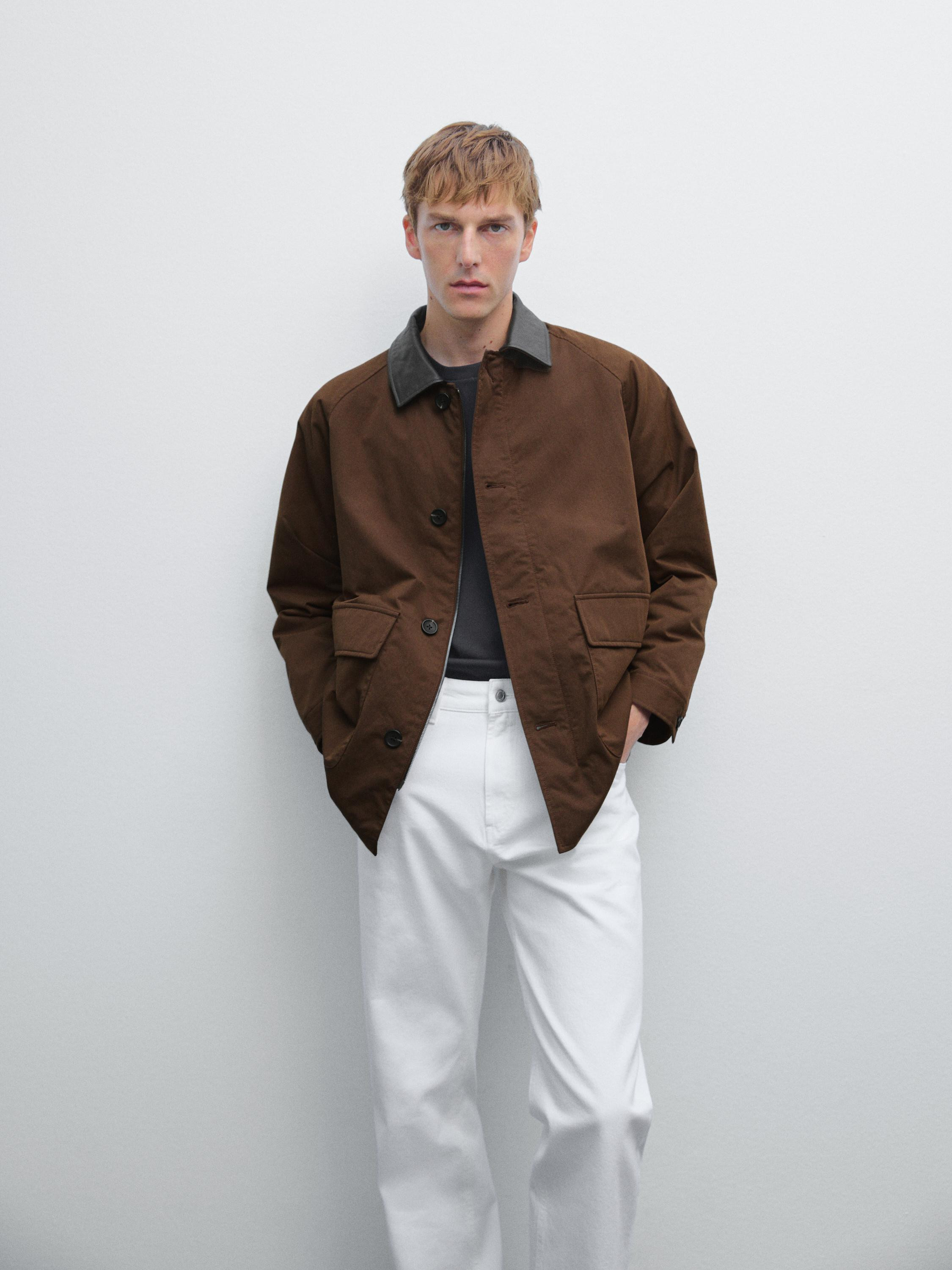 Short parka with collar detail | Massimo Dutti US