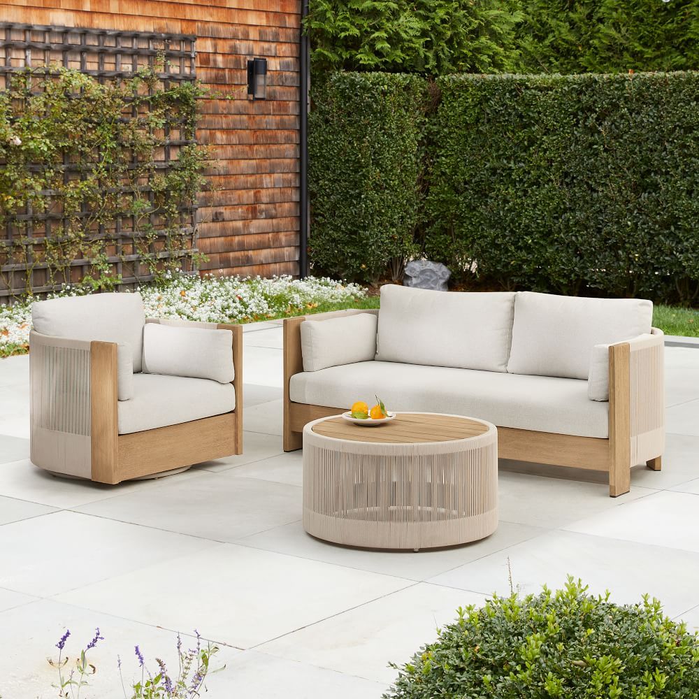 Porto Outdoor Sofa, Swivel Chair & Coffee Table Set | West Elm (US)