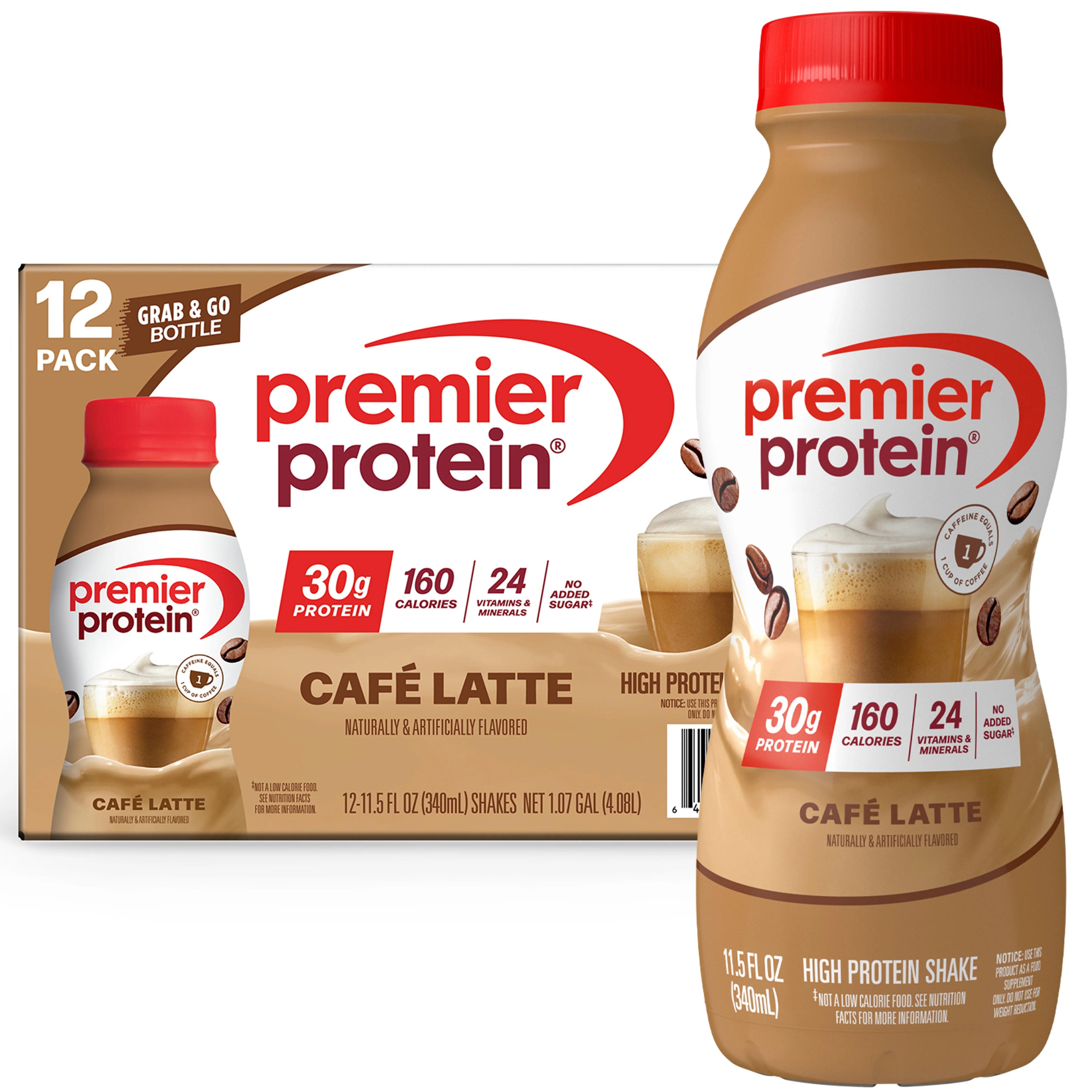 Premier Protein Shake, Café Latte, 30g Protein, 11.5 fl oz, 12 Ct | Walmart (US)