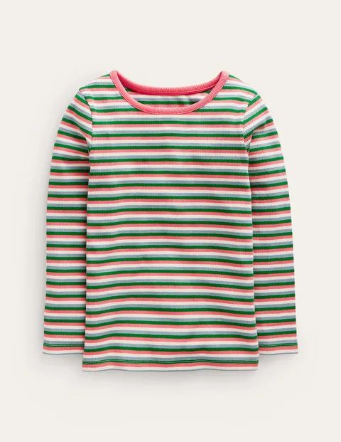 Ribbed Stripe T-Shirt - Pink/Green | Boden (US)
