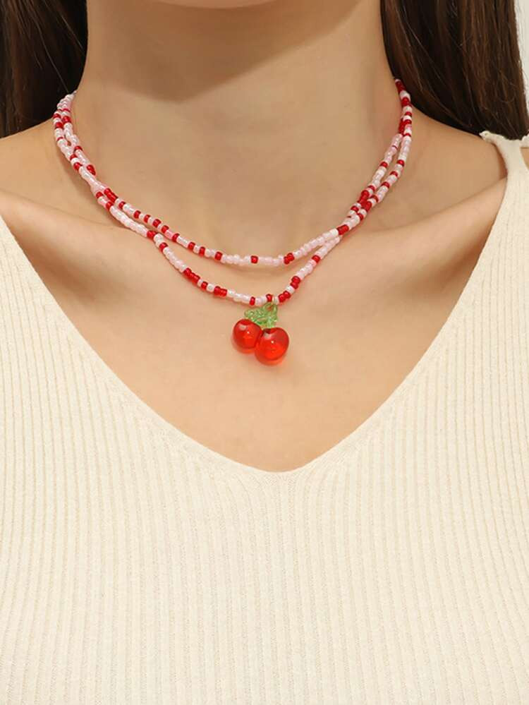 Cherry Charm Beaded Necklace
       
              
              $1.70        
    (2)
         ... | SHEIN