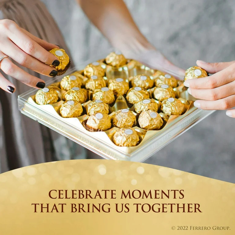 16 Count, Ferrero Rocher Premium Gourmet Milk Chocolate Hazelnut, Individually Wrapped Candy for ... | Walmart (US)