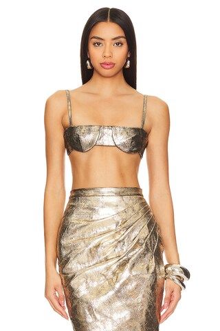 LaQuan Smith Metallic Leather Bralette in Gold from Revolve.com | Revolve Clothing (Global)