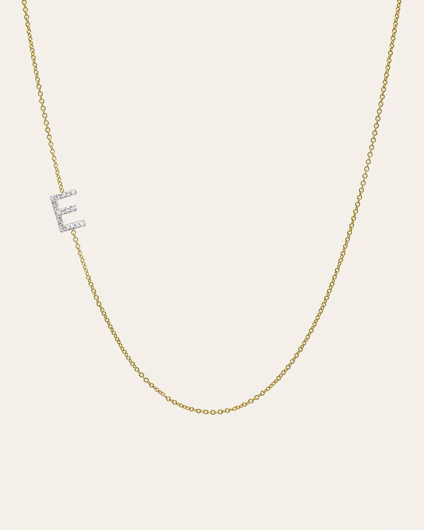 Diamond Asymmetrical Initial Necklace | Zoe Lev Jewelry