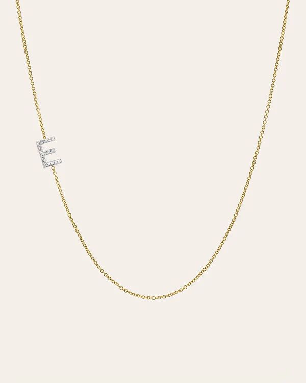 Diamond Asymmetrical Initial Necklace | Zoe Lev Jewelry