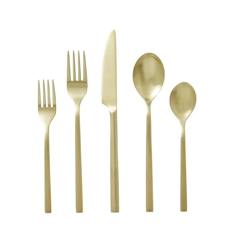 Better Homes & Gardens Holden Stainless Steel 20 Piece Flatware Set Gold - Walmart.com | Walmart (US)