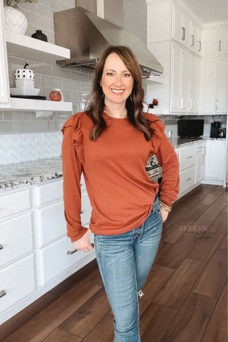 Fall sweater orange casual sweater outfit jeans Amazon clothes American Eagle teacher outfits work style makeup lipgloss Mac Lancôme #LTKSale 

#LTKfindsunder50 #LTKstyletip