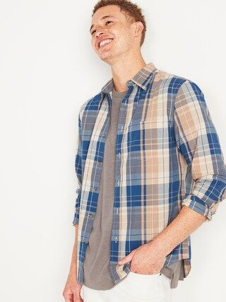 Slim-Fit Built-In Flex Everyday Plaid Shirt for Men | Old Navy (US)