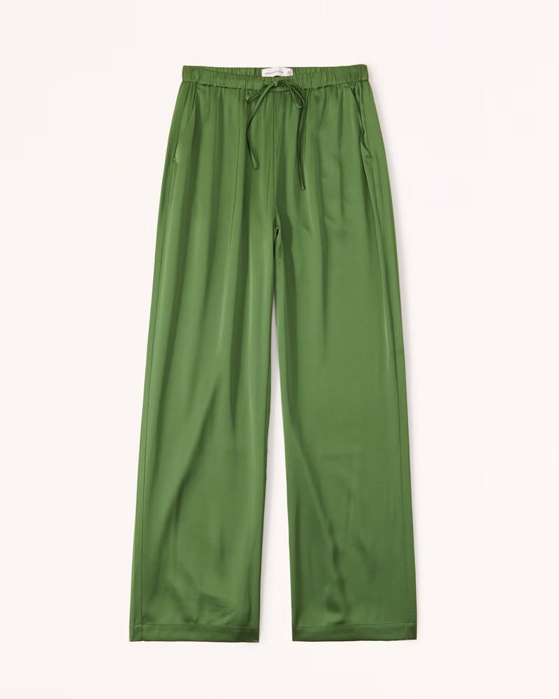 Satin Pull-On Wide Leg Pant | Abercrombie & Fitch (US)