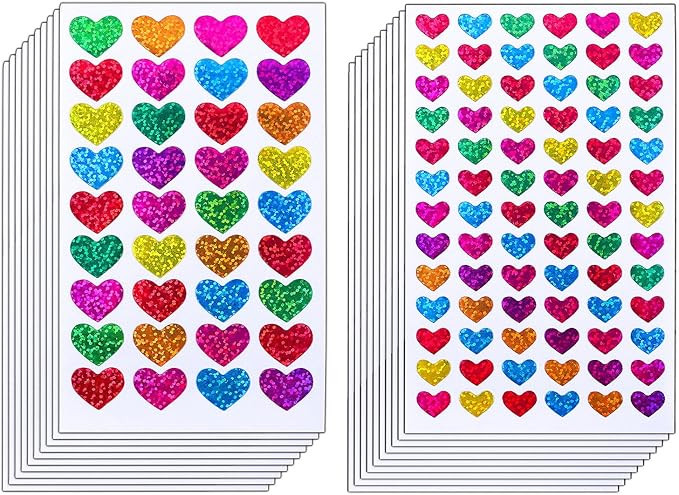 Ruisita 60 Sheets Glitter Heart Stickers Valentine's Day Love Decorative Sticker for Scrapbooking... | Amazon (US)