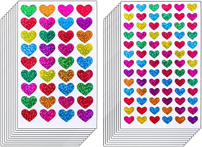 Ruisita 60 Sheets Glitter Heart Stickers Valentine's Day Love Decorative Sticker for Scrapbooking... | Amazon (US)