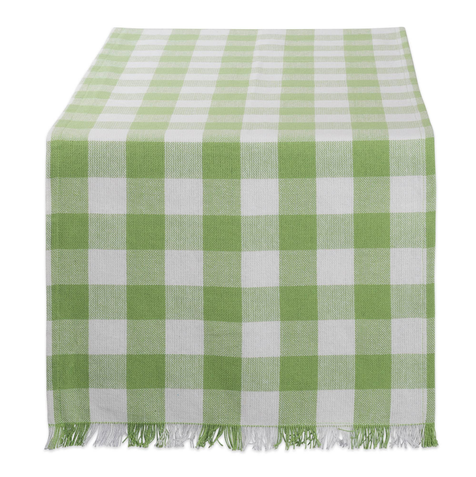 DII Heavyweight Fringed Check Tabletop Collection, Table Runner, 14x72, Bright Green | Amazon (US)