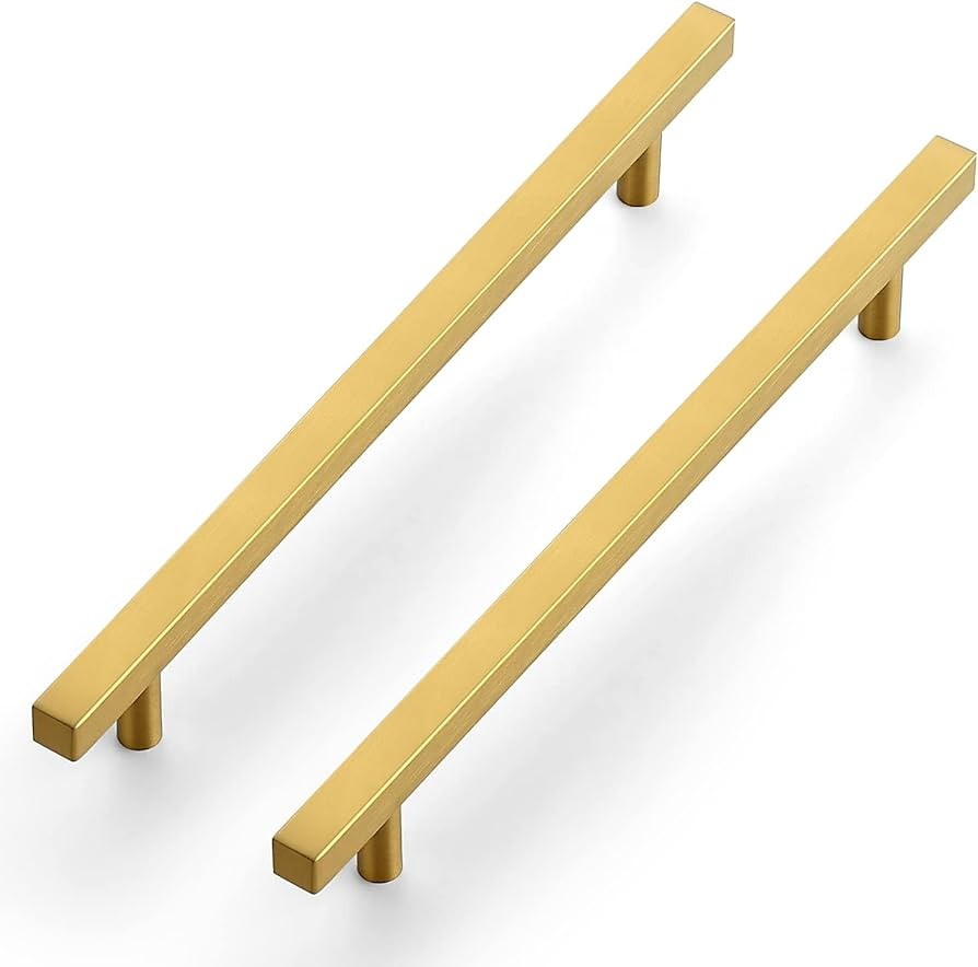Ravinte 10 Pack Gold Cabinet Handles 8 Inch Brushed Brass Square Cabinet Pulls Gold Hardware for ... | Amazon (US)