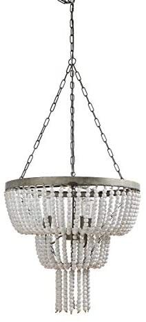 Creative Co-Op DA8263 Metal Pendant Lamp with White Wood Beads 42-Lighting - Hanging, Natural | Amazon (US)