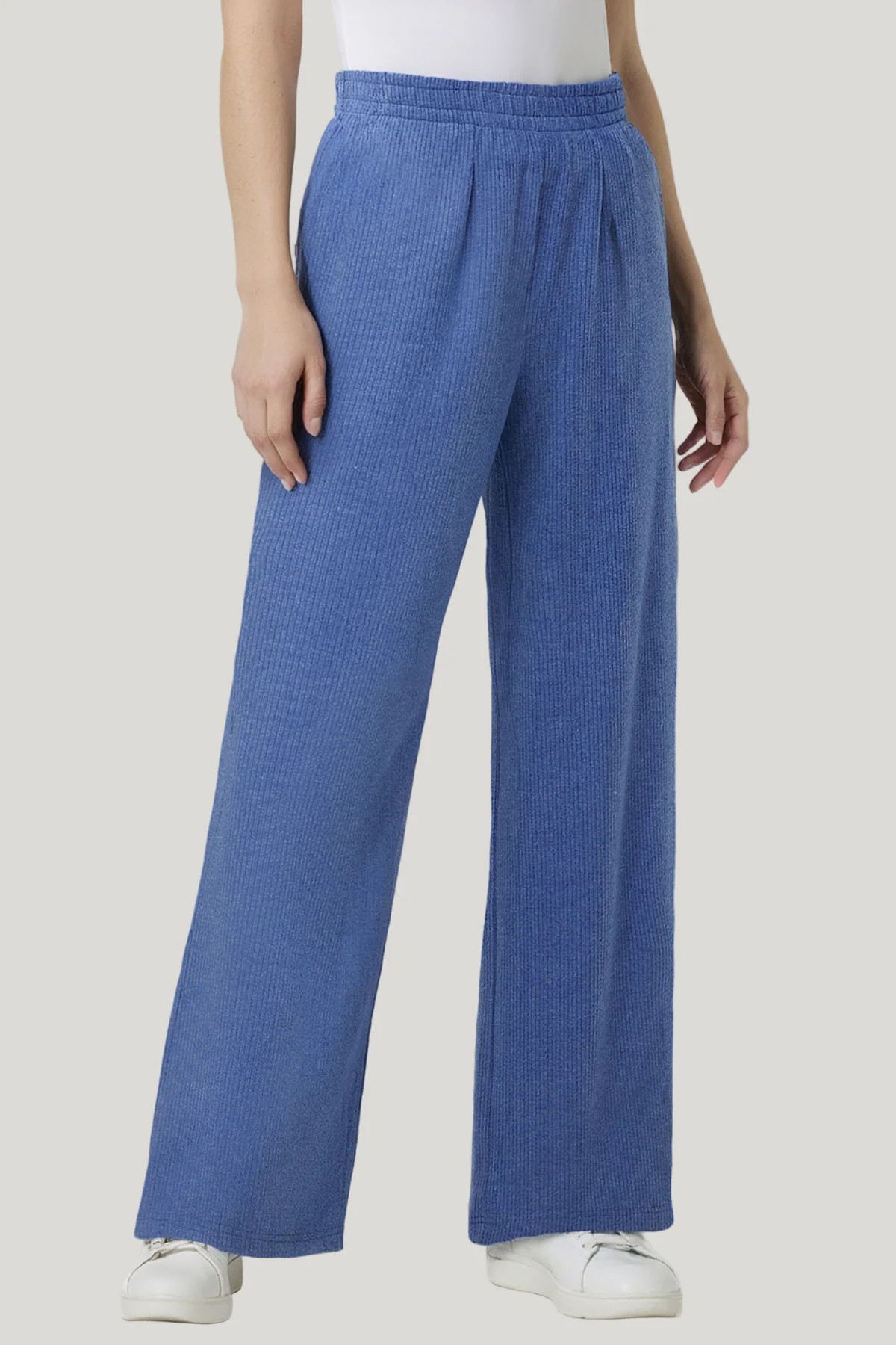 Brushed Rib Wide Leg Pant | Heather Coastal Fjord | Three Dots