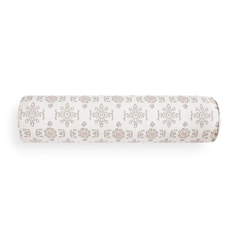Coastal Living 9" x 36" Ivory & Coral Floral 100% Cotton Decorative Bolster Pillow for Bed | Walmart (US)