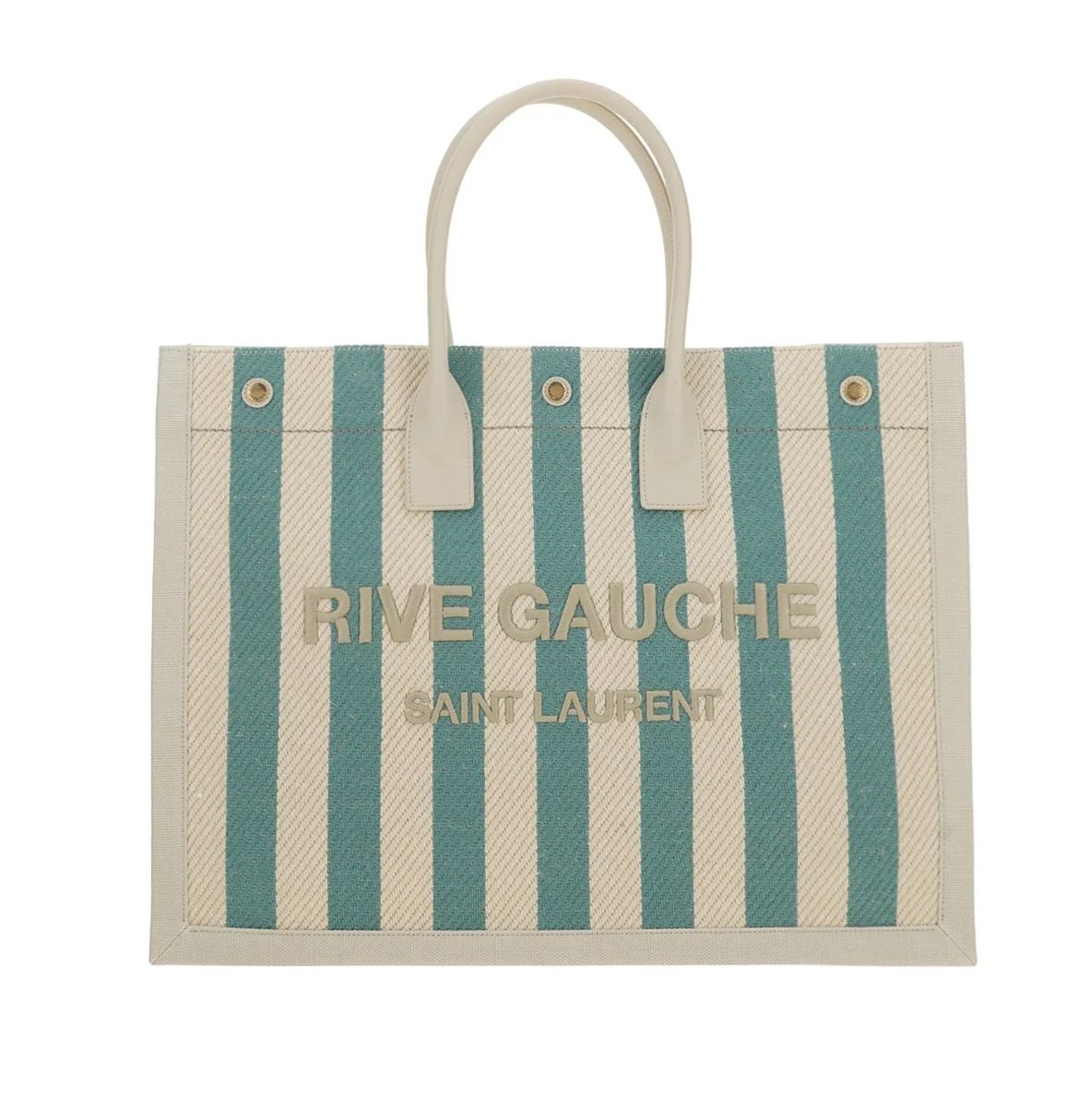 Saint Laurent Rive Gauche Logo Embroidered Tote Bag | Cettire Global