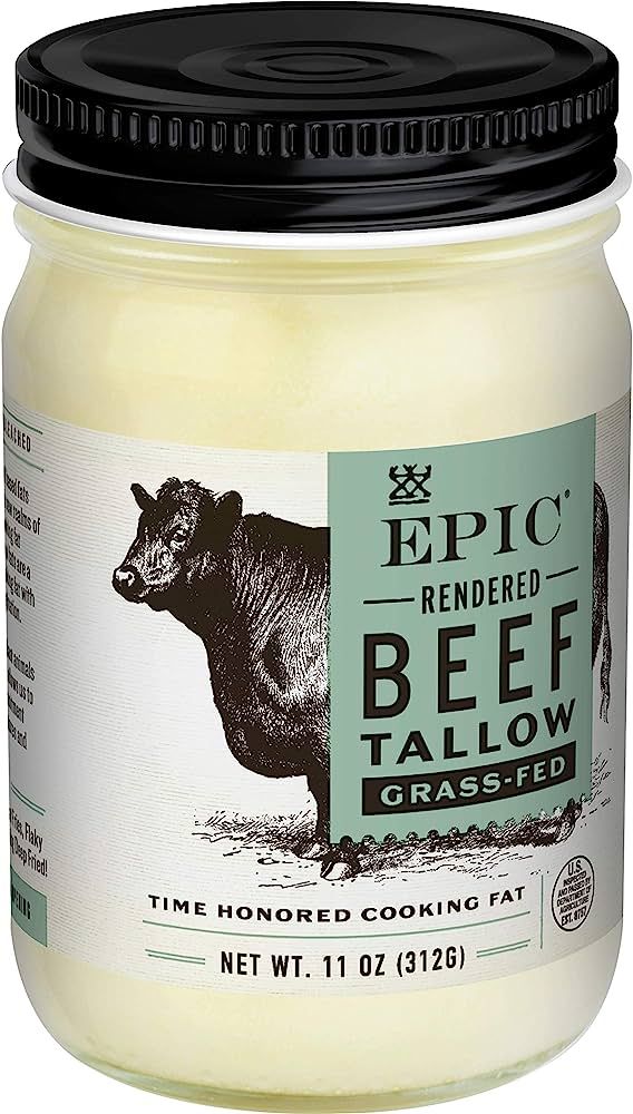 EPIC Beef Tallow, Grass-Fed, Keto Friendly, Whole30, 11oz Jar | Amazon (US)