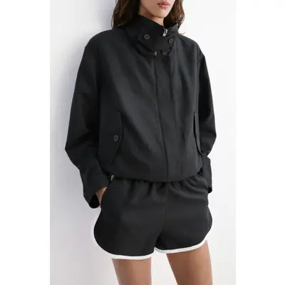 MANGO Funnel Neck Bomber Jacket in Black at Nordstrom, Size Large | Nordstrom