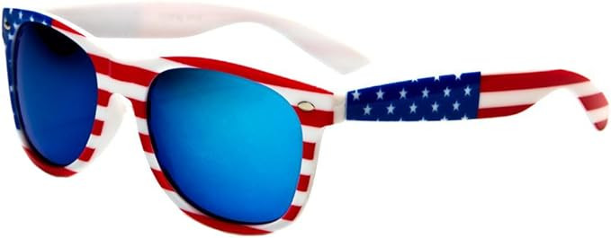 V.W.E. White Classic American Patriot Flag Print Sunglasses USA | Amazon (US)