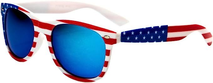 V.W.E. White Classic American Patriot Flag Print Sunglasses USA | Amazon (US)